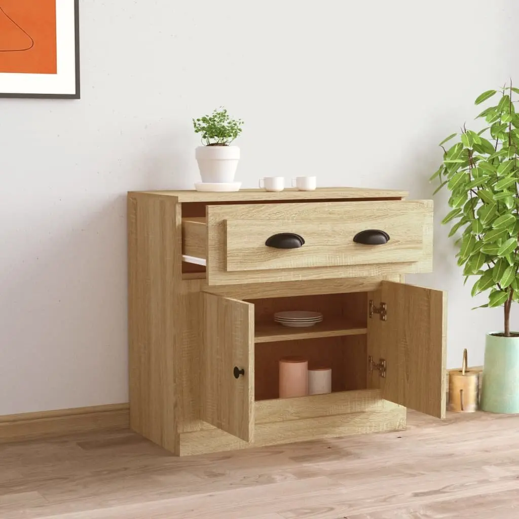 Brown Engineered Wood Sideboard Storage Cabinet 70cm