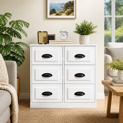 White Engineered Wood Sideboard for Living Spaces