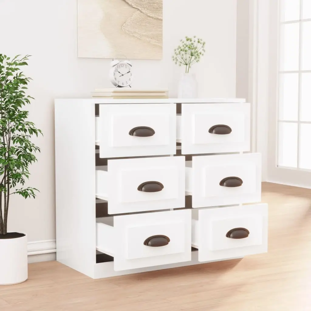 White Engineered Wood Sideboard for Living Spaces