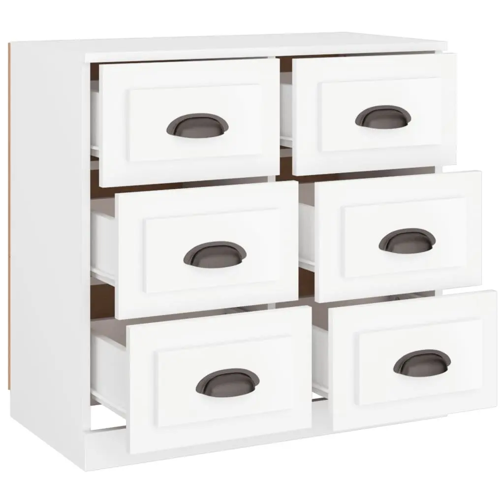 White Engineered Wood Sideboard for Living Spaces
