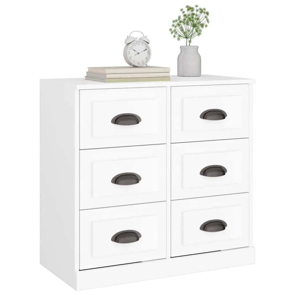 White Engineered Wood Sideboard for Living Spaces