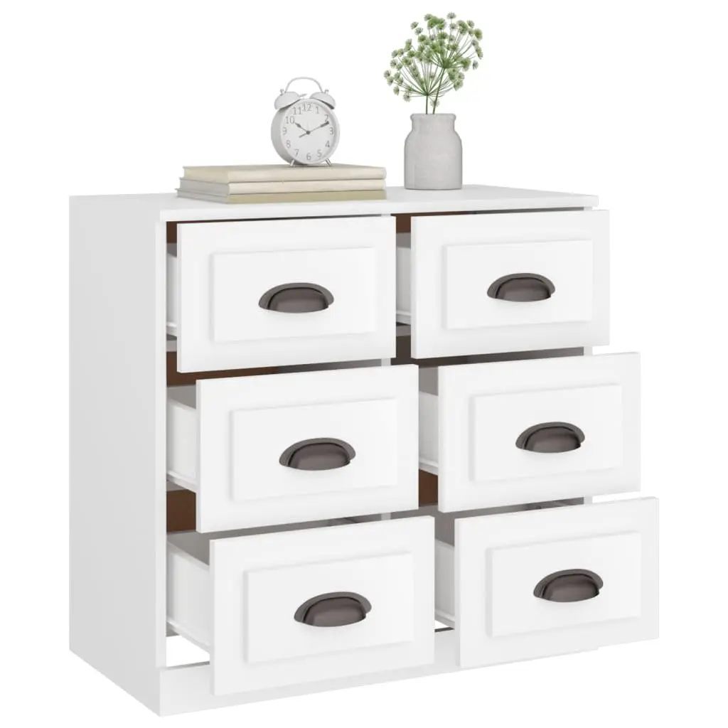 White Engineered Wood Sideboard for Living Spaces