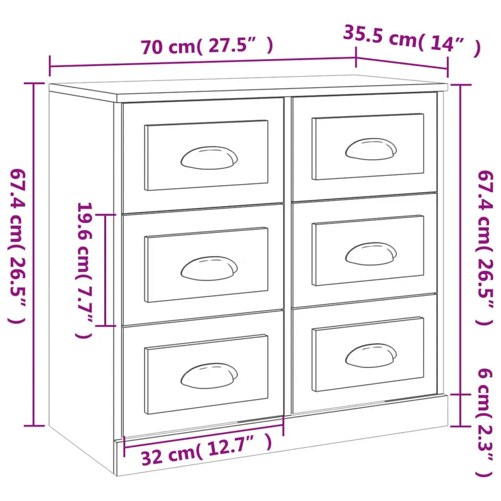 White Engineered Wood Sideboard for Living Spaces