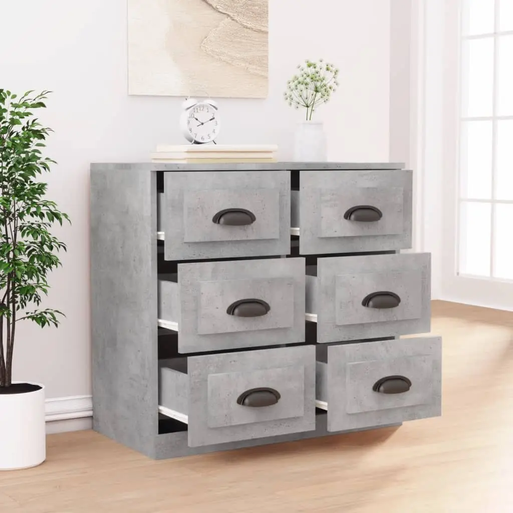 Sideboard Cabinet Grey Engineered Wood Storage Buffet 70x35.5x67.5cm