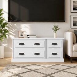 White TV Cabinet 100x35.5x45cm with 4 Drawers