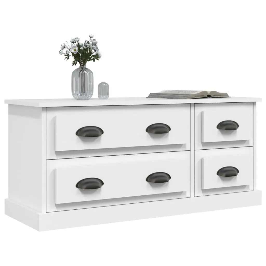 White TV Cabinet 100x35.5x45cm with 4 Drawers