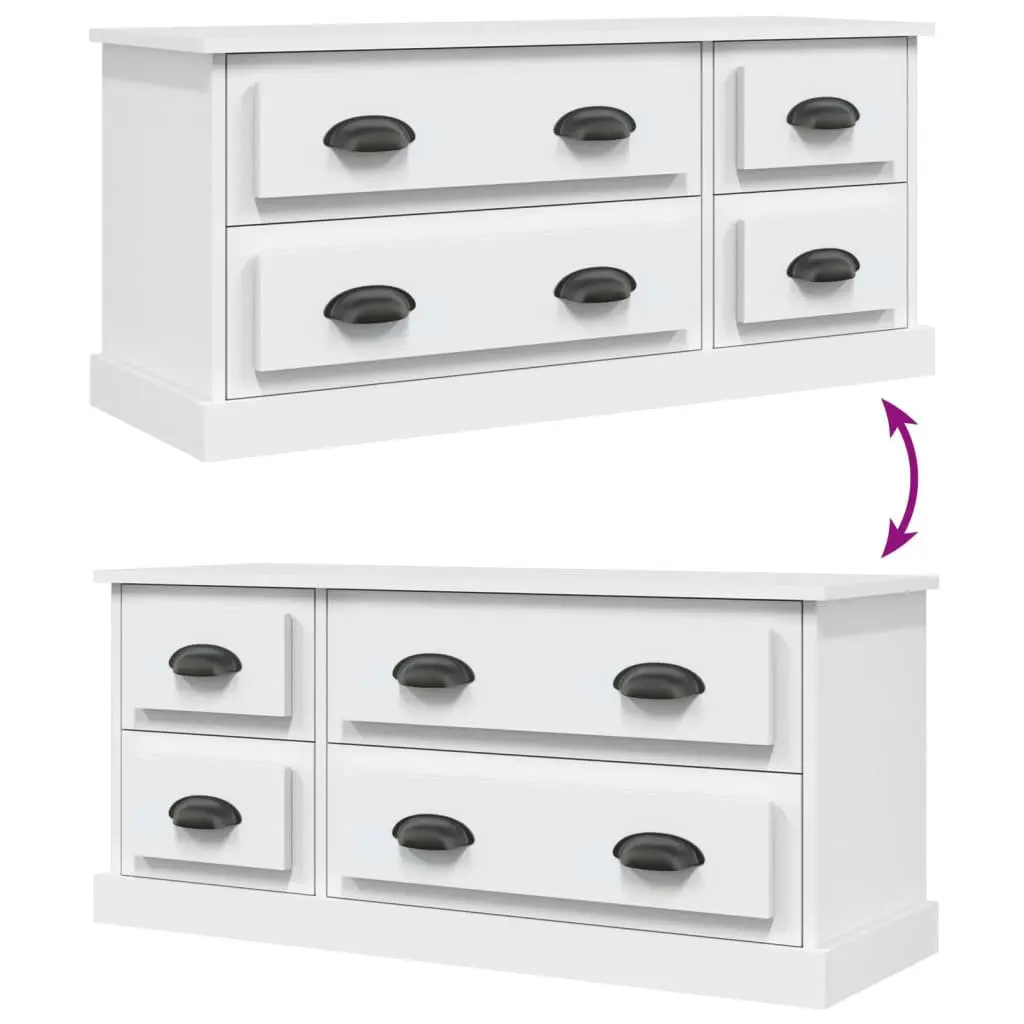 White TV Cabinet 100x35.5x45cm with 4 Drawers