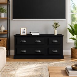 Stylish Black TV Cabinet with 4 Drawers 100x35.5x45 cm
