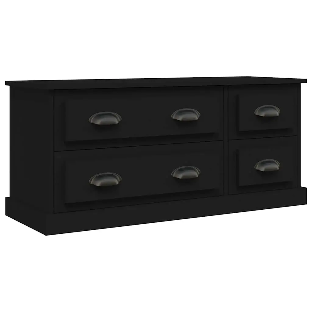 Black TV Cabinet with 4 Drawers 100x35.5x45 cm