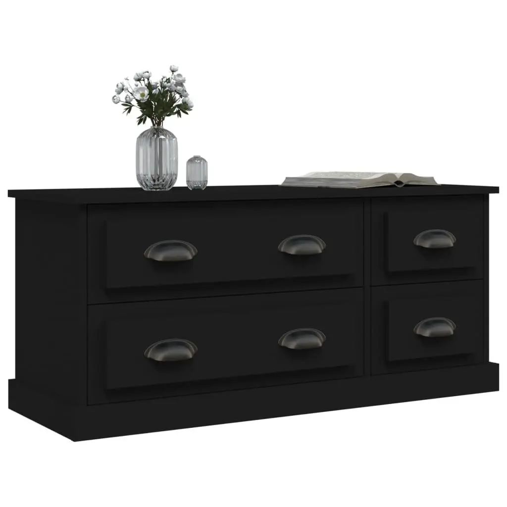 Black TV Cabinet with 4 Drawers 100x35.5x45 cm