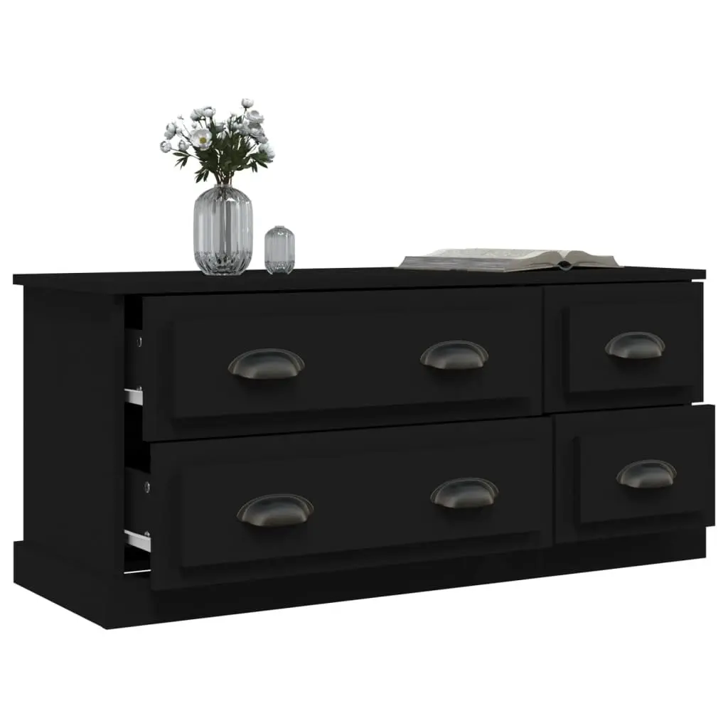 Black TV Cabinet with 4 Drawers 100x35.5x45 cm