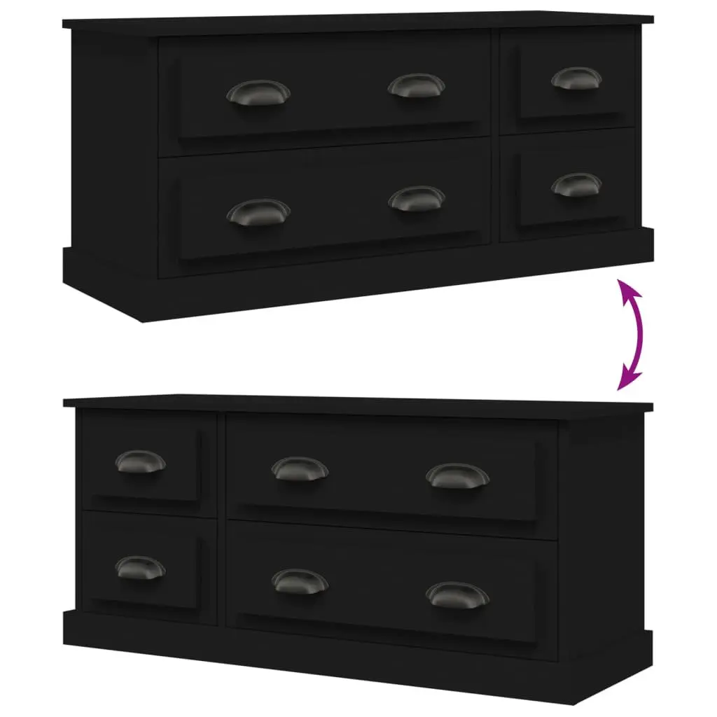 Black TV Cabinet with 4 Drawers 100x35.5x45 cm