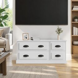 White High Gloss TV Cabinet with 4 Drawers