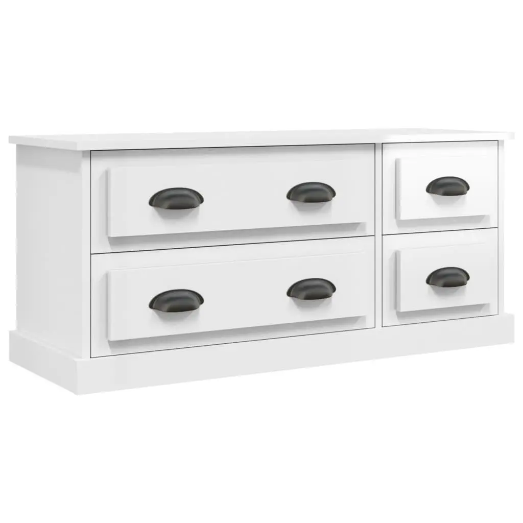 White High Gloss TV Cabinet with 4 Drawers