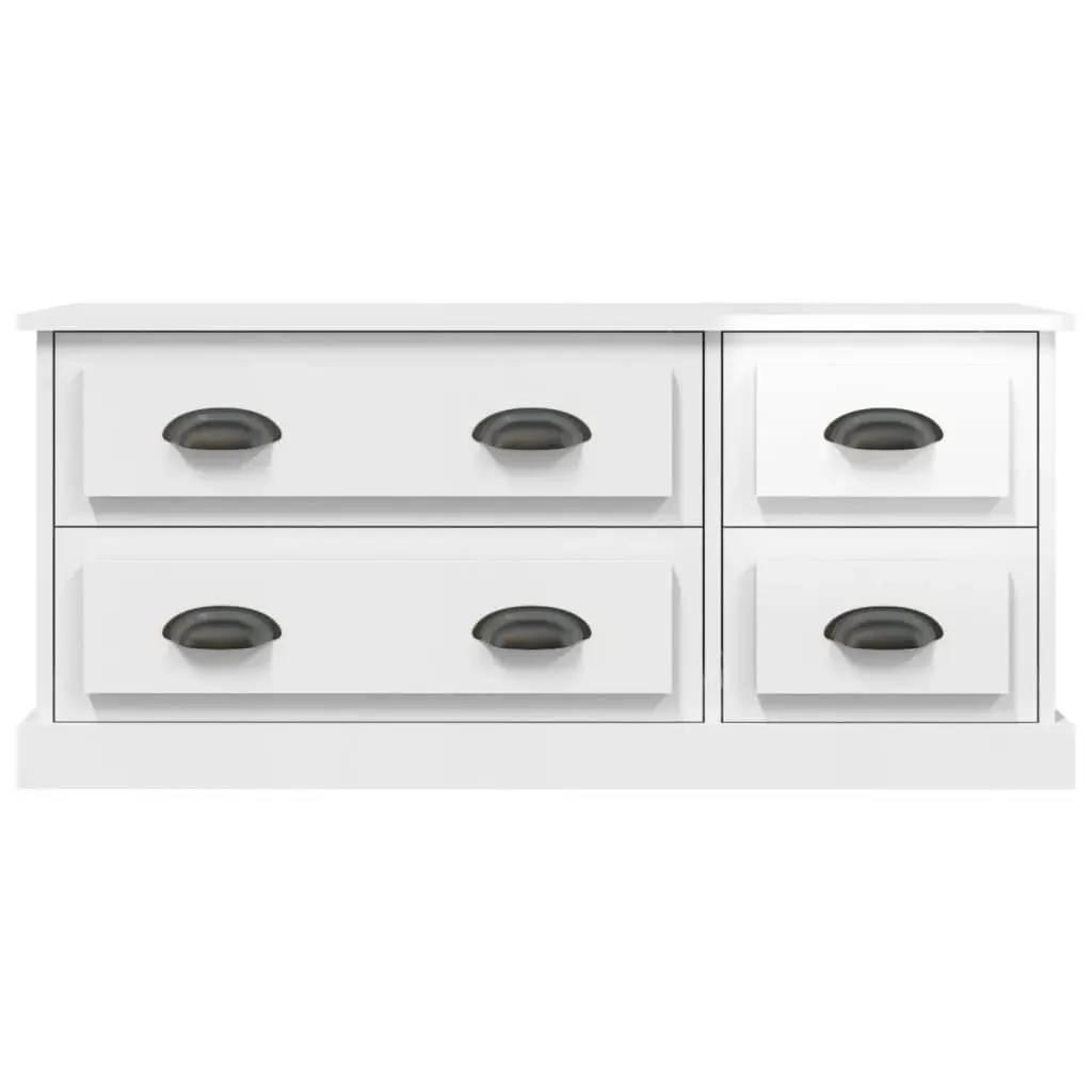 White High Gloss TV Cabinet with 4 Drawers