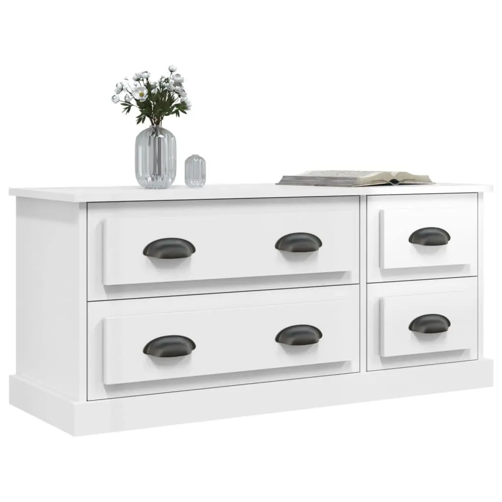 White High Gloss TV Cabinet with 4 Drawers