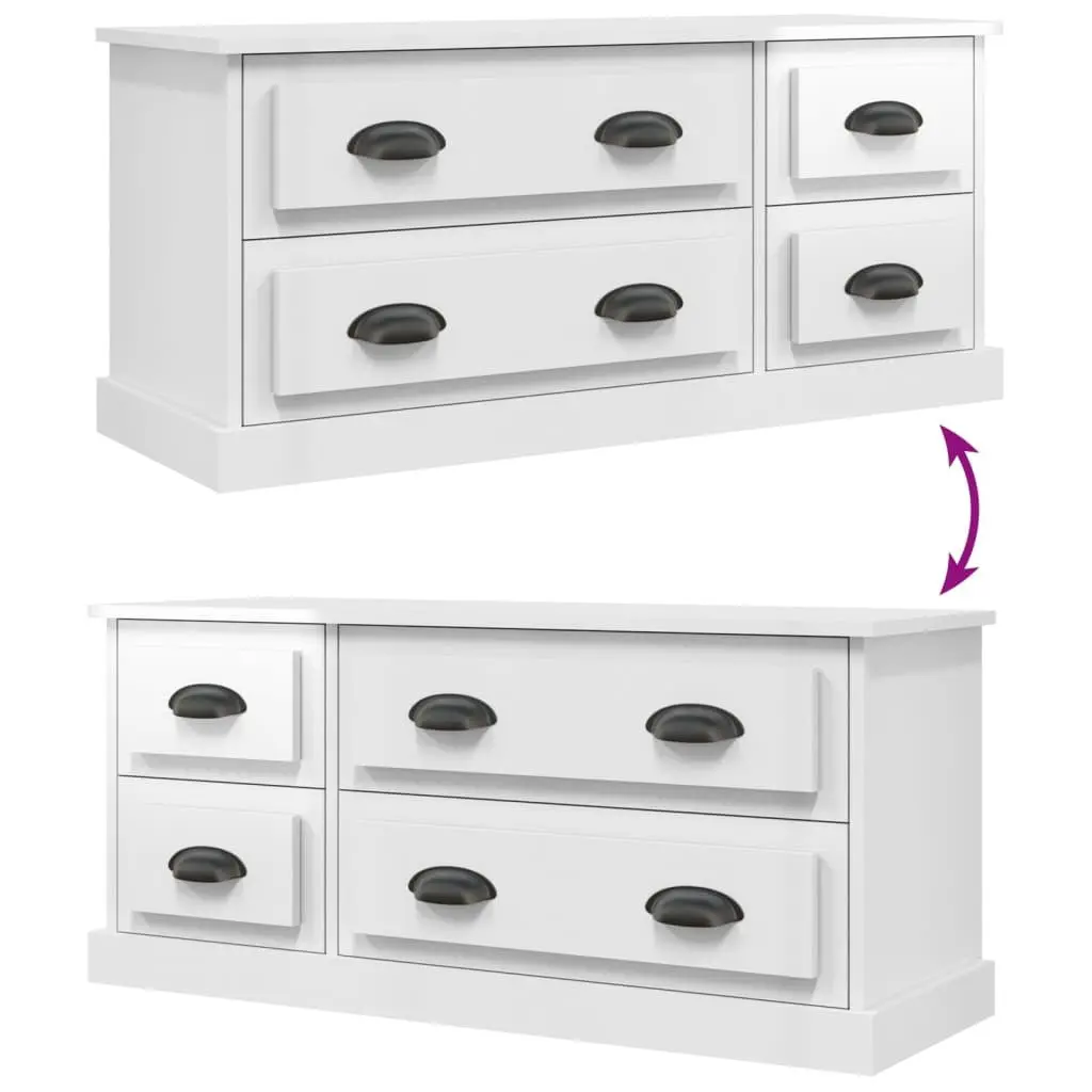 White High Gloss TV Cabinet with 4 Drawers