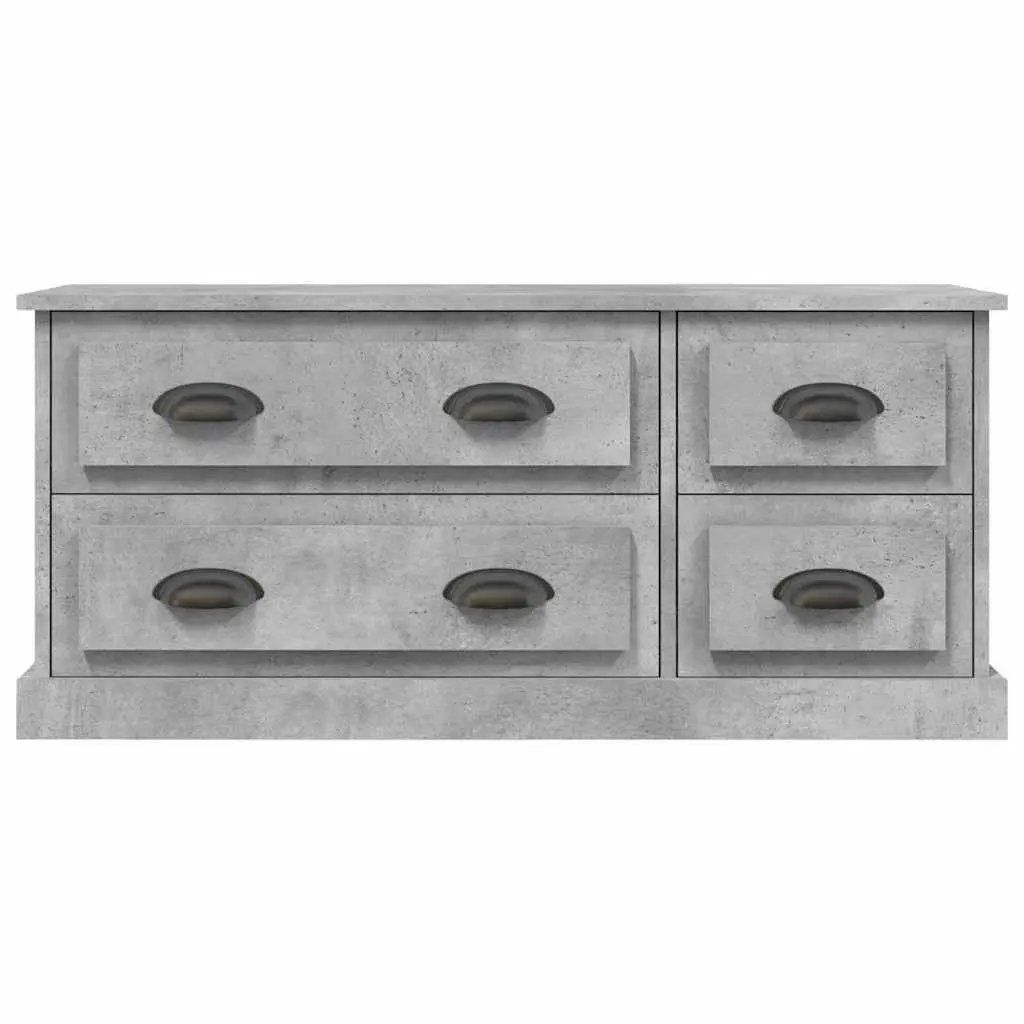 TV Cabinet Grey Engineered Wood 100cm Storage Unit 4 Drawers Media Stand Display
