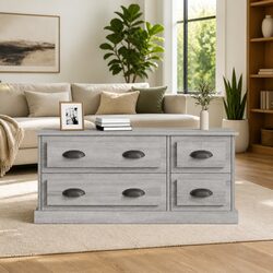Grey Sonoma TV Cabinet with 4 Drawers 100x35.5x45cm