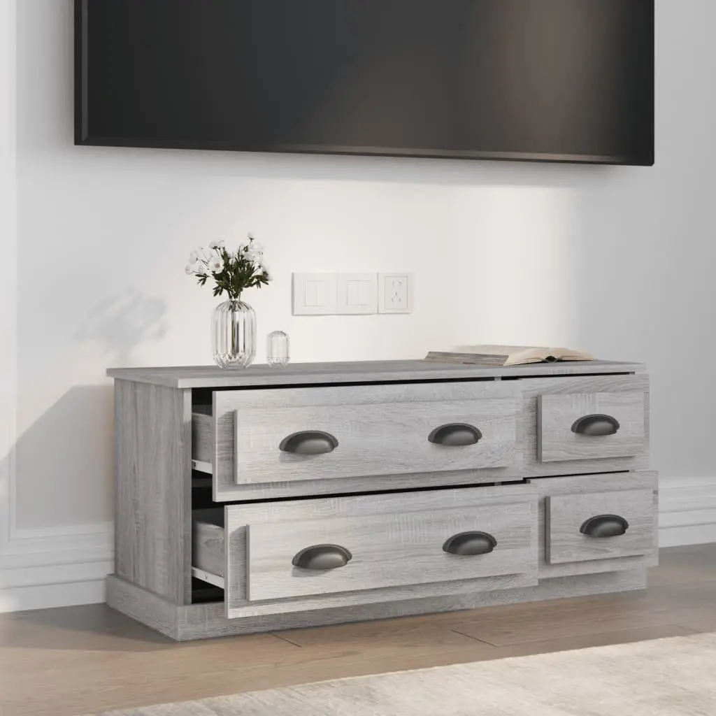 Grey Sonoma TV Cabinet with 4 Drawers 100x35.5x45cm