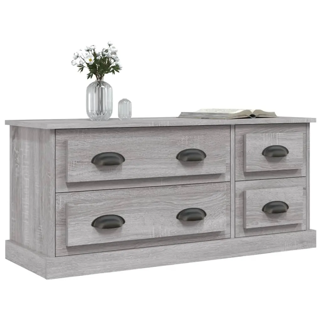 Grey Sonoma TV Cabinet with 4 Drawers 100x35.5x45cm