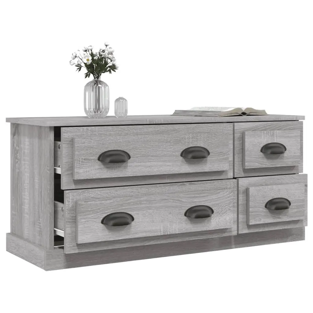 Grey Sonoma TV Cabinet with 4 Drawers 100x35.5x45cm