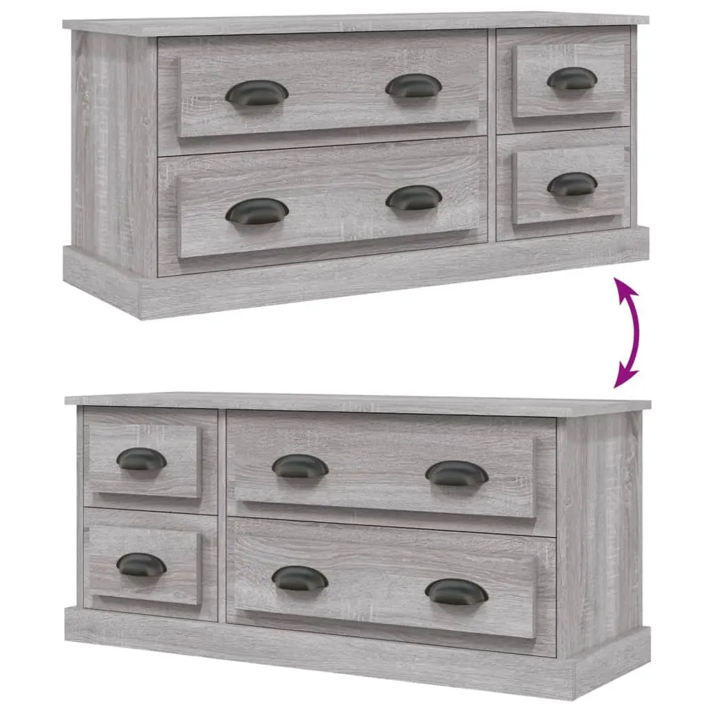 Grey Sonoma TV Cabinet with 4 Drawers 100x35.5x45cm