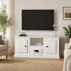 Elegant White TV Cabinet for Living Room Organization