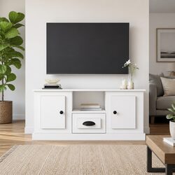 Elegant White High Gloss TV Cabinet for Living Room