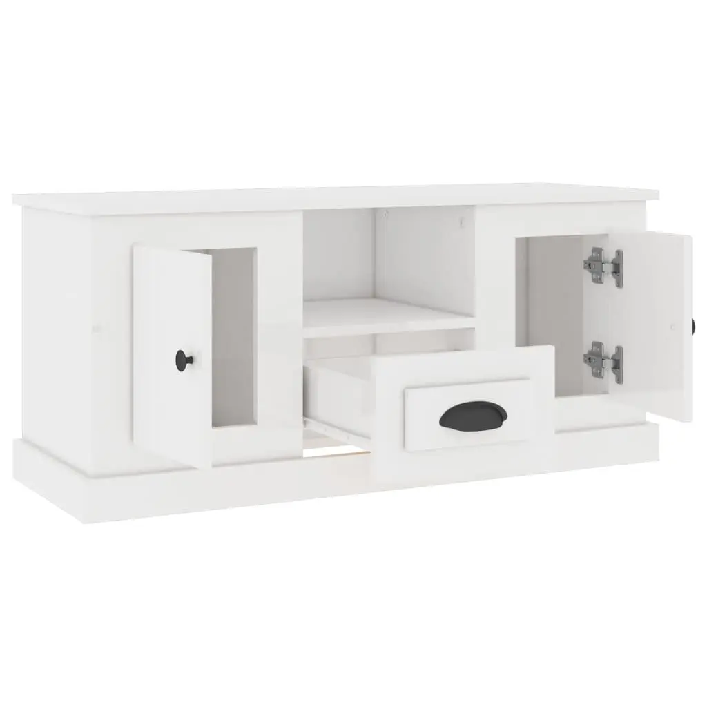 TV Cabinet High Gloss White 100cm Engineered Wood Modern Living Room