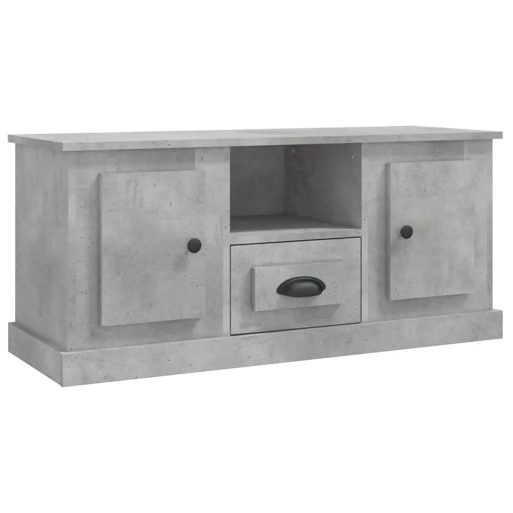 TV Cabinet Grey Engineered Wood Storage Unit 100L x 35.5W x 45H cm
