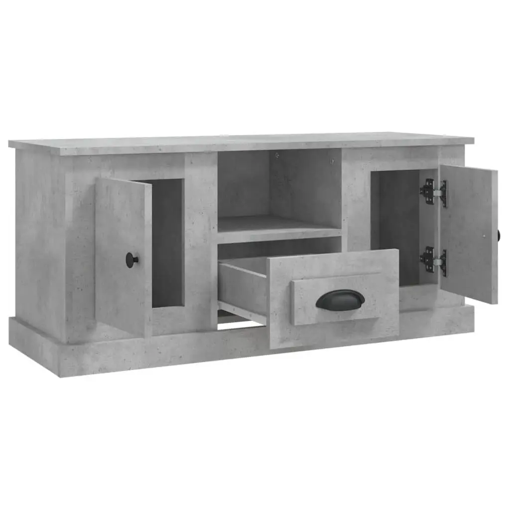 TV Cabinet Grey Engineered Wood Storage Unit 100L x 35.5W x 45H cm