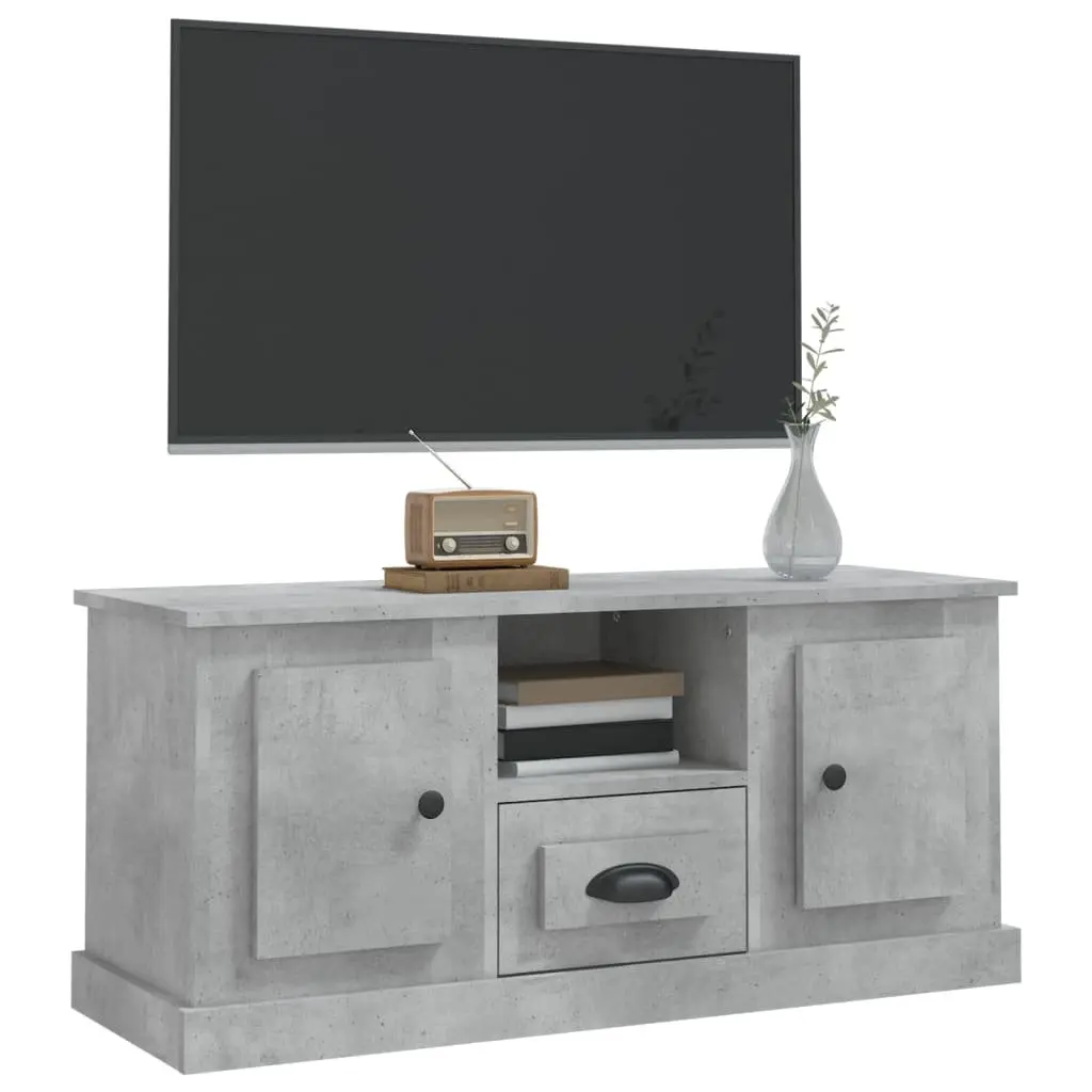 TV Cabinet Grey Engineered Wood Storage Unit 100L x 35.5W x 45H cm
