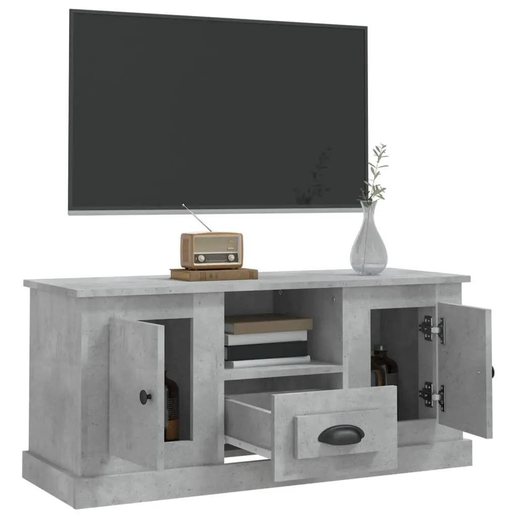 TV Cabinet Grey Engineered Wood Storage Unit 100L x 35.5W x 45H cm