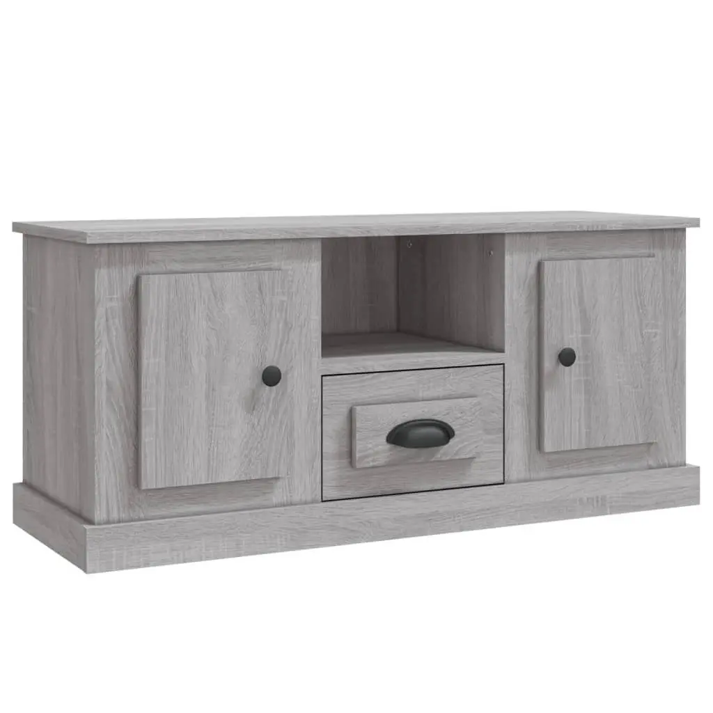TV Cabinet Grey Engineered Wood Storage Unit 100 x 35.5 x 45 cm Living Room Display Stand
