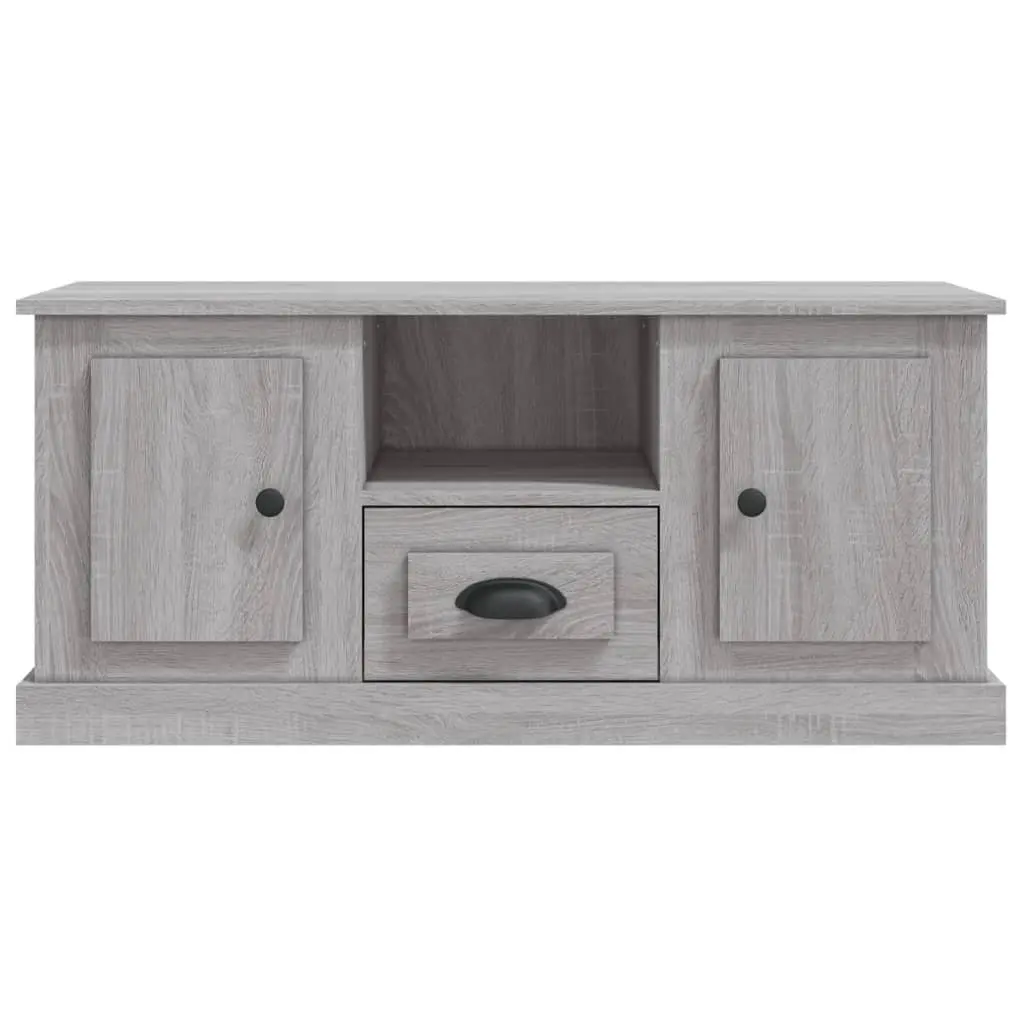 TV Cabinet Grey Engineered Wood Storage Unit 100 x 35.5 x 45 cm Living Room Display Stand