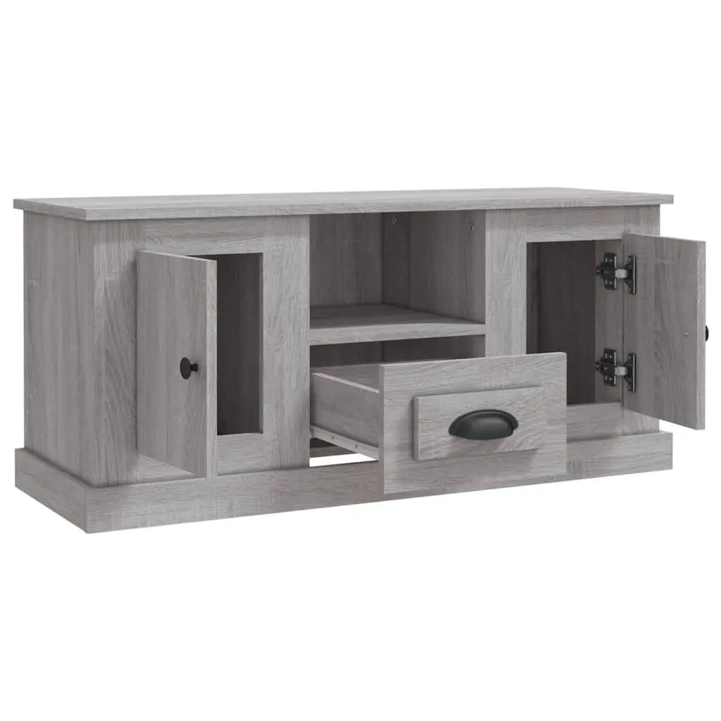TV Cabinet Grey Engineered Wood Storage Unit 100 x 35.5 x 45 cm Living Room Display Stand
