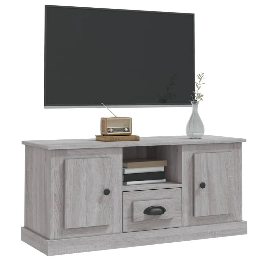 TV Cabinet Grey Engineered Wood Storage Unit 100 x 35.5 x 45 cm Living Room Display Stand