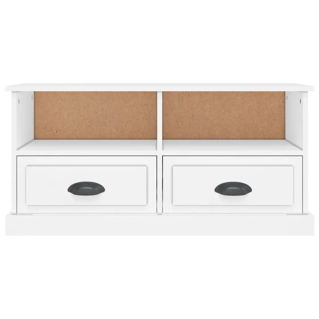 TV Cabinet White Engineered Wood 93 x 35.5 x 45 cm with Drawers and Open Compartments