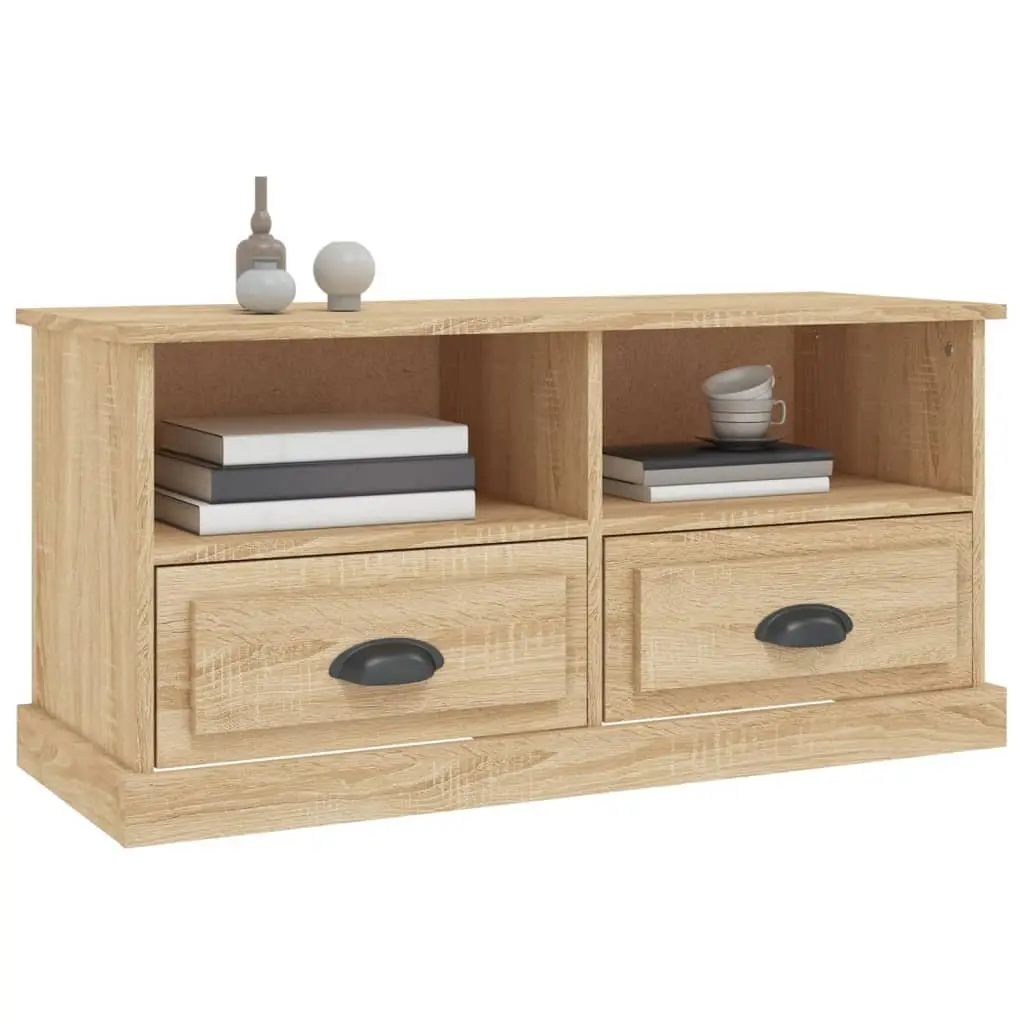 TV Cabinet Sonoma Oak Brown Engineered Wood Storage Unit with Drawers