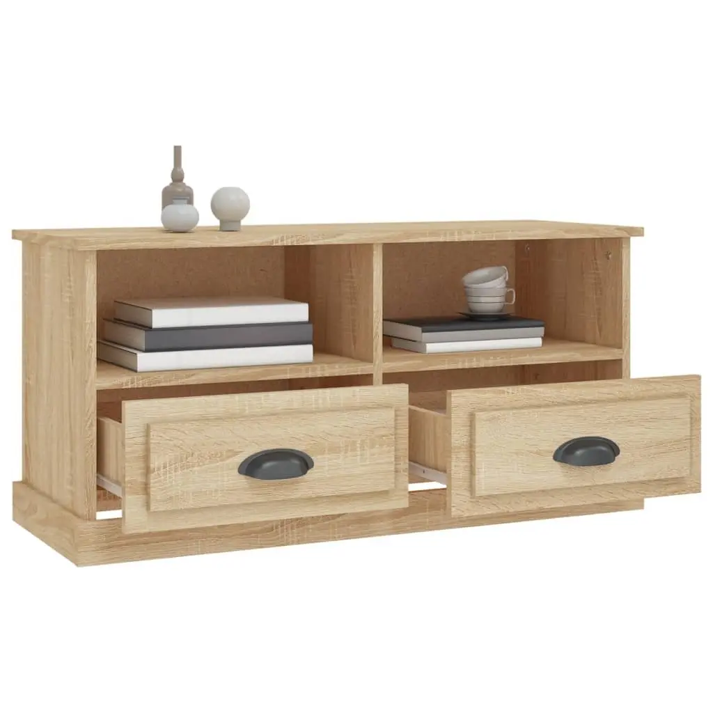 TV Cabinet Sonoma Oak Brown Engineered Wood Storage Unit with Drawers
