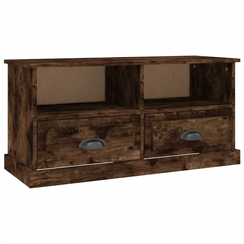 TV Cabinet Brown Engineered Wood 2 Drawers 2 Open Compartments