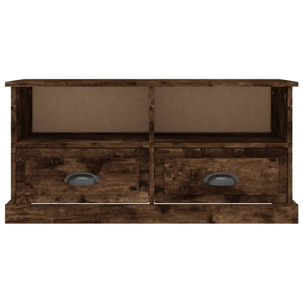 TV Cabinet Brown Engineered Wood 2 Drawers 2 Open Compartments