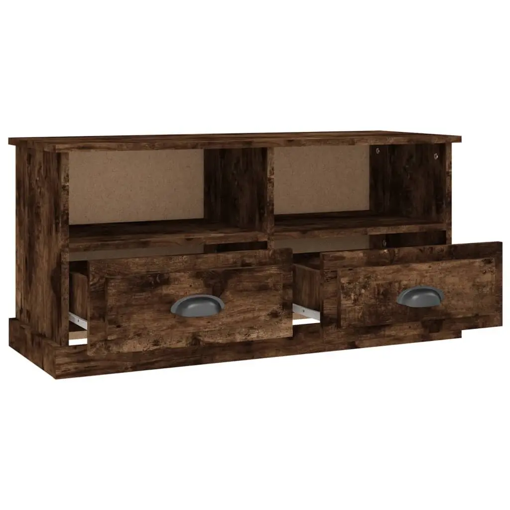 TV Cabinet Brown Engineered Wood 2 Drawers 2 Open Compartments