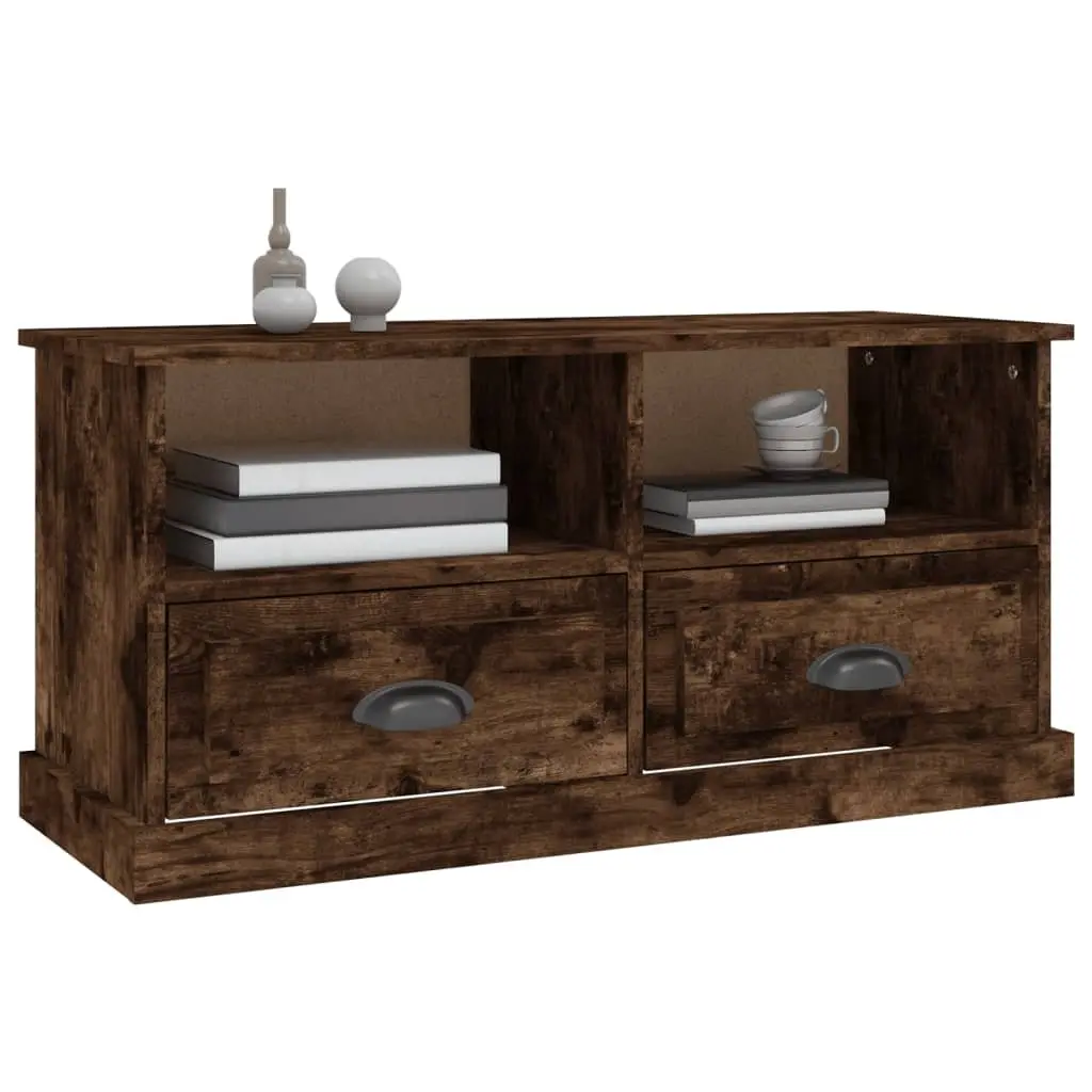 TV Cabinet Brown Engineered Wood 2 Drawers 2 Open Compartments