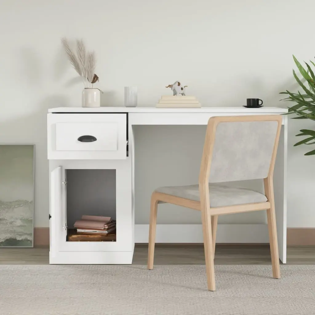 White Desk with Storage for Study or Office