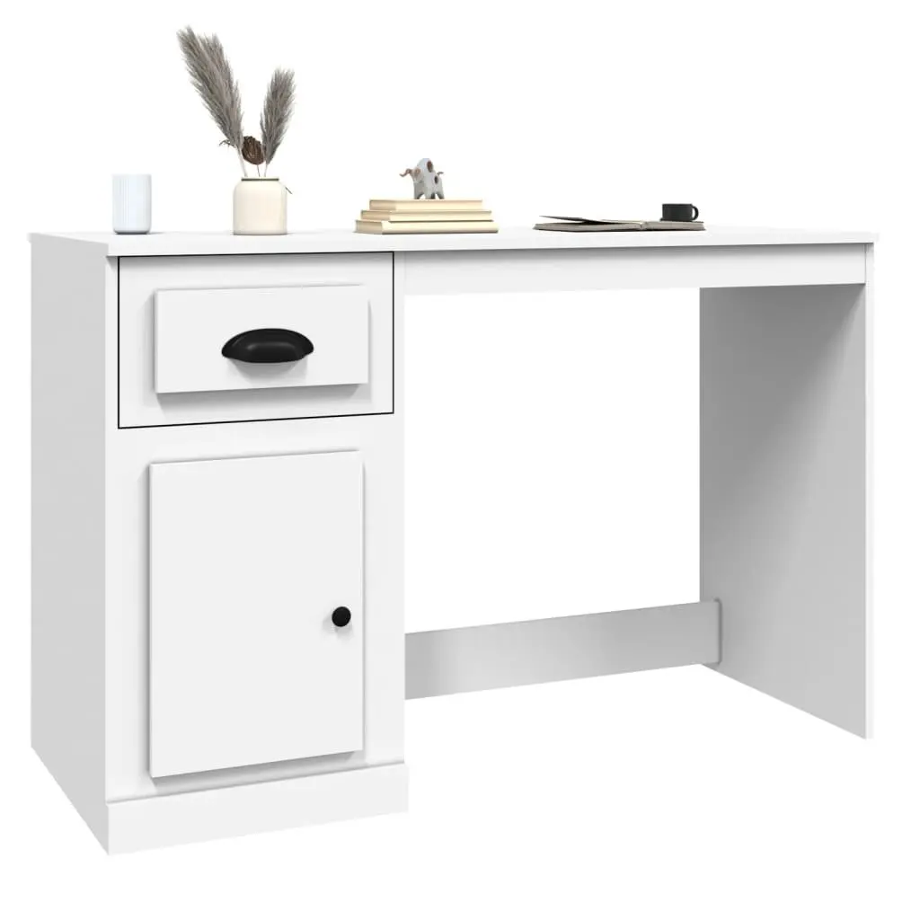 White Desk with Storage for Study or Office