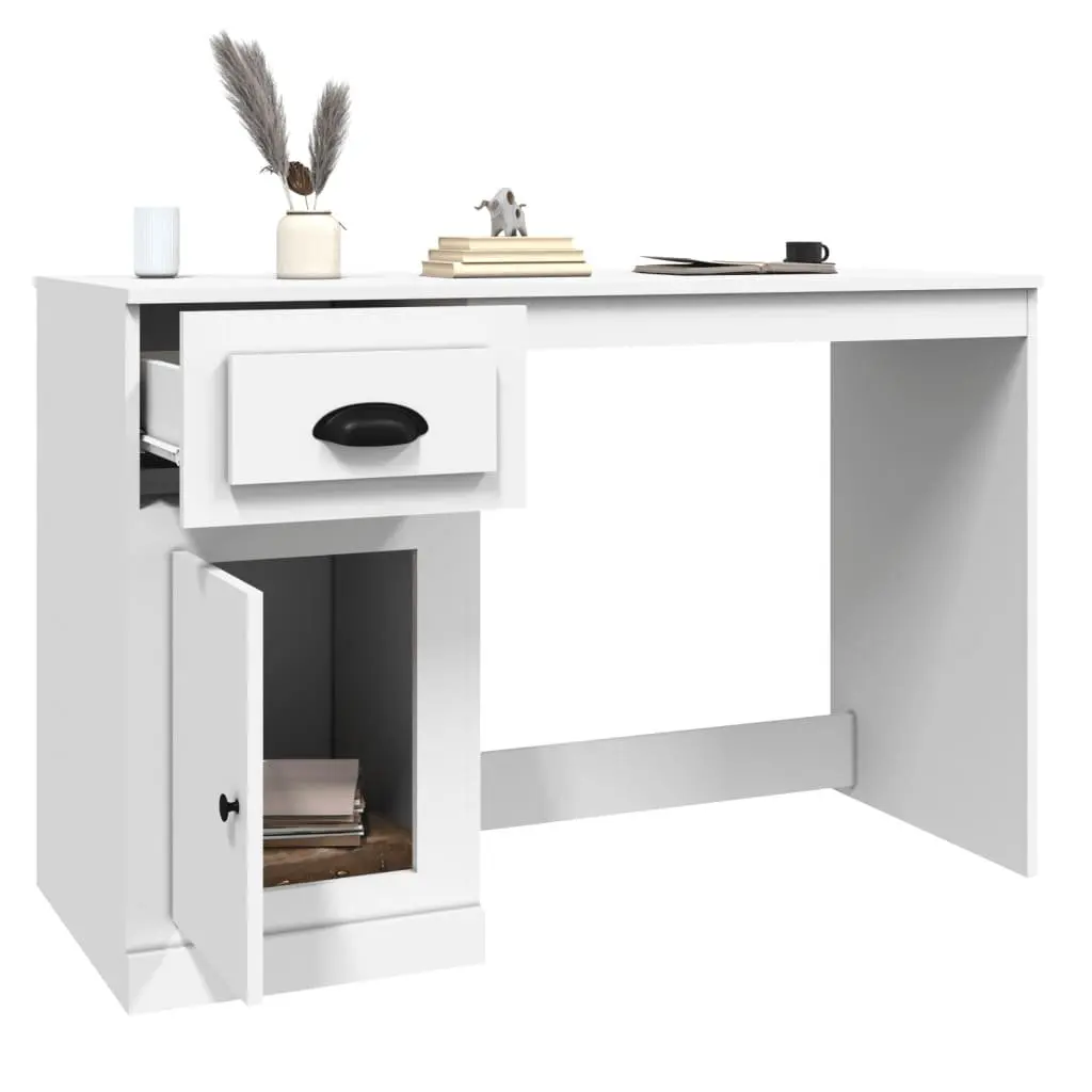 White Desk with Storage for Study or Office