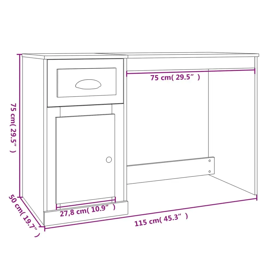 White Desk with Storage for Study or Office