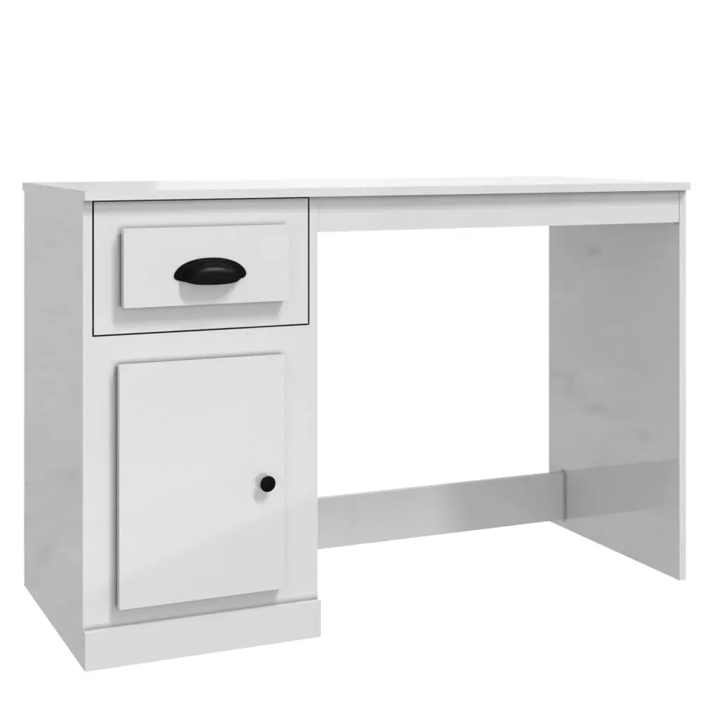 White High Gloss Desk with Drawer